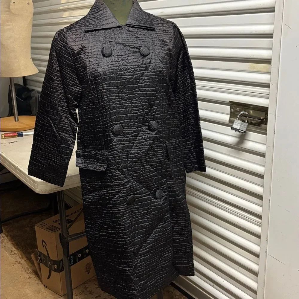 Elegant Vintage Rain Paka Traveler Black Double-Breasted Women's Coat